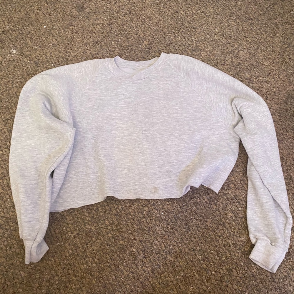 cropped light gray crewneck